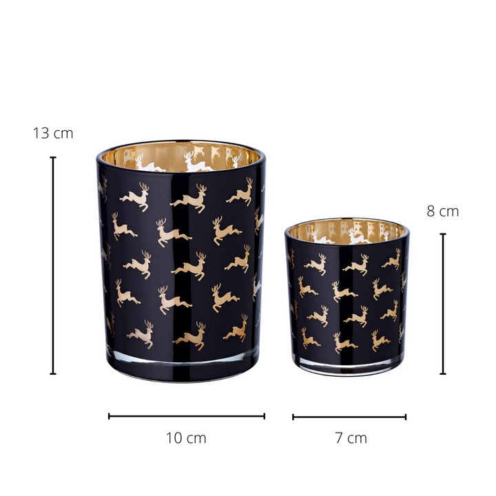 lot de deux photophores en verre avec cerf