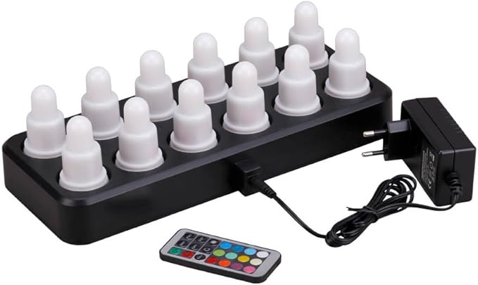 KIT 12 Bougies LED Rechargeables Multi-Couleurs avec télécommande