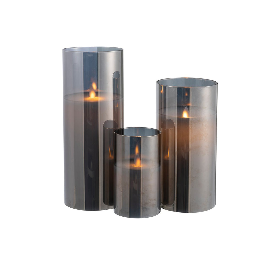 photophore bougie led verre gris