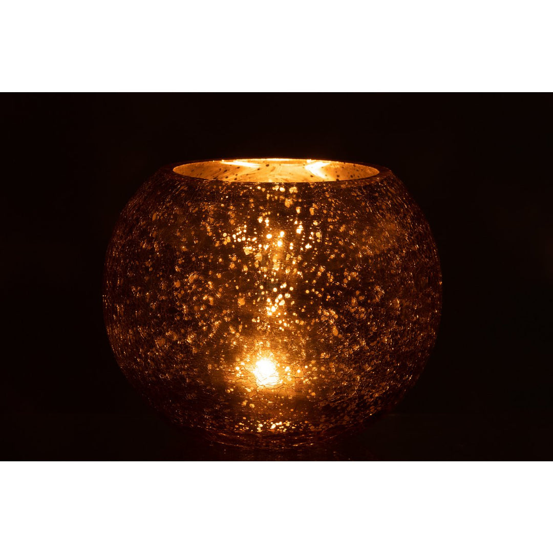photophore boule  en verre or nacre 