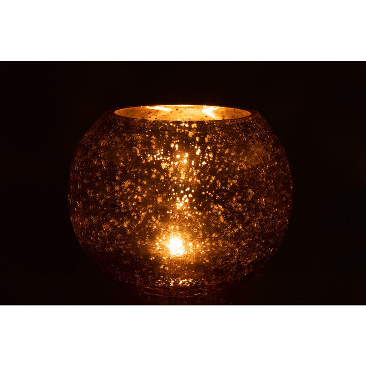 photophore boule  en verre or nacre 