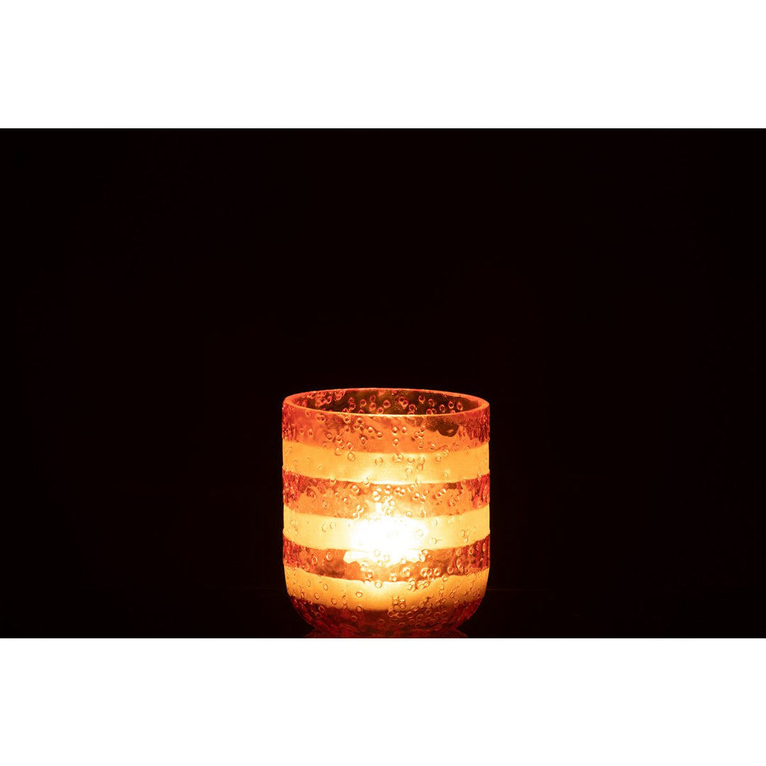 photophore en verre rouge blanc  J LINE
