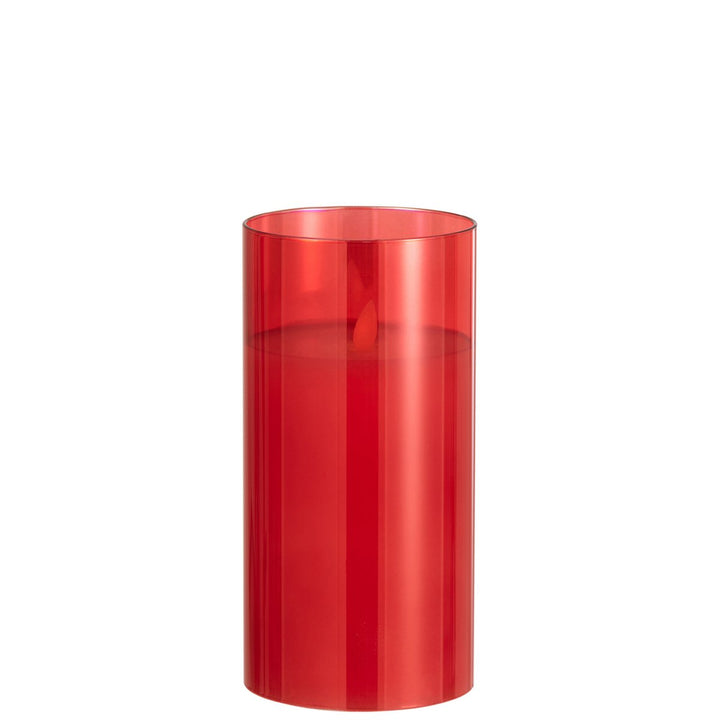 photophore verre rouge avec bougie led