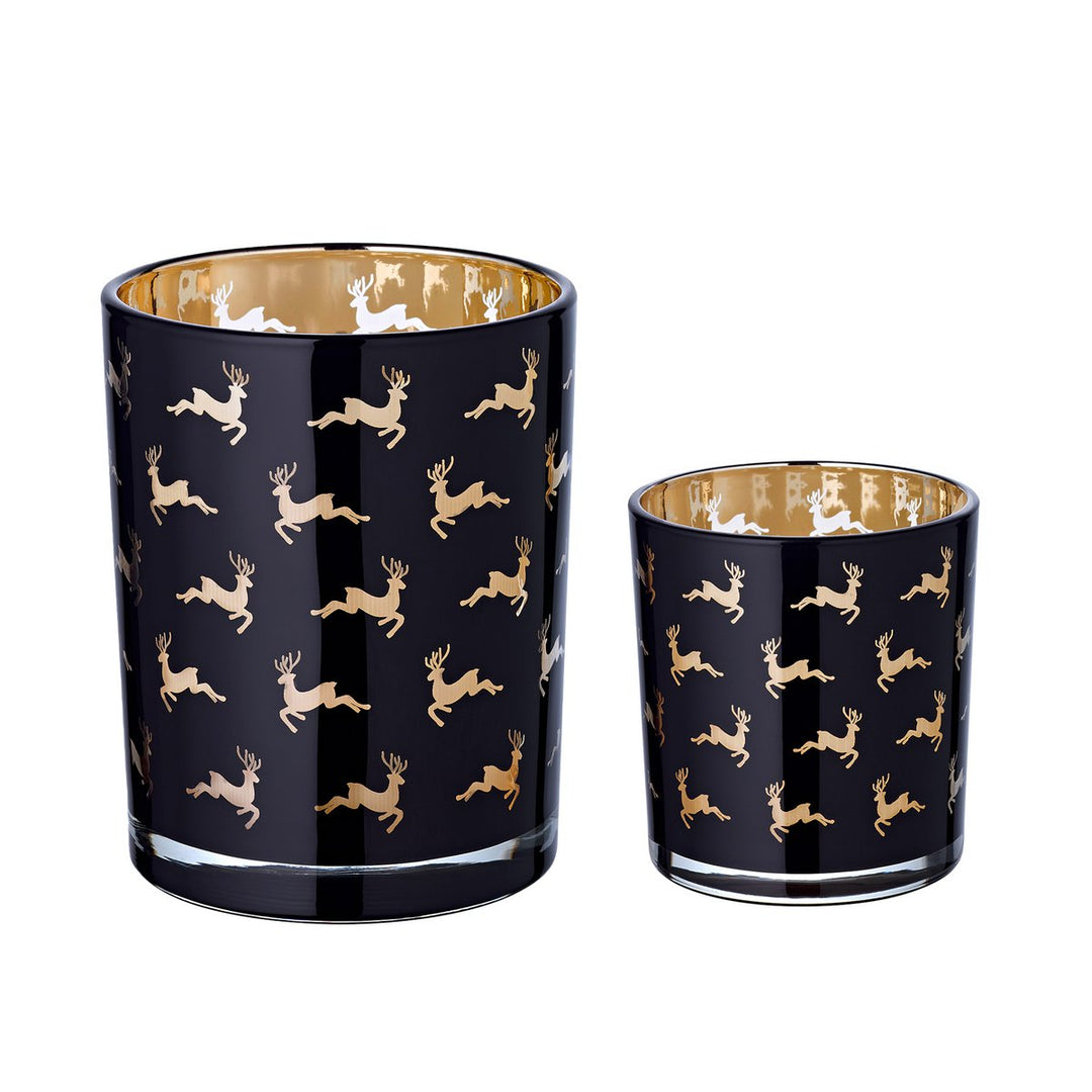 photophores en verre avec cerf
