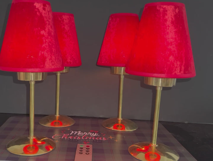 LAMPES SANS FIL RECHEARGEABLE AVCE ABAT JOUR VELOUR ROUGE ET TELECOMMANDE