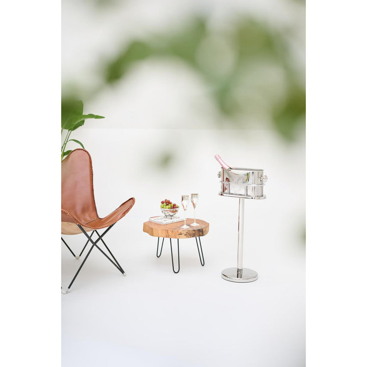 seau a chmapagne (Hauteur 79 cm) sur le support, acier inoxydable, émaillé poli