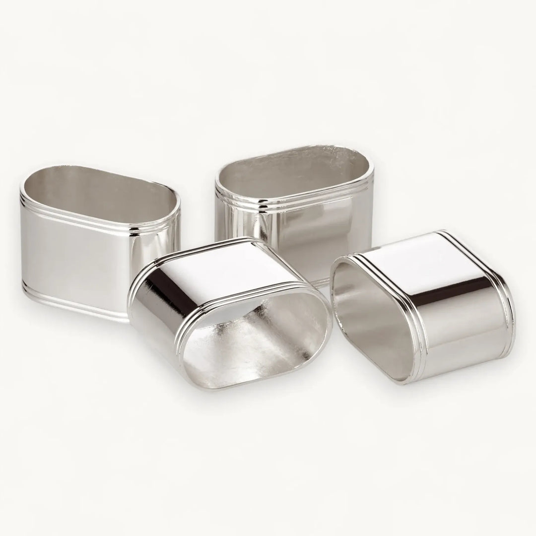 set 4 ronds de serviette en argent anti ternissement