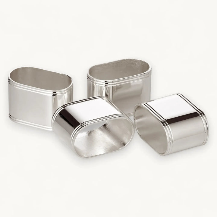 set 4 ronds de serviette en argent anti ternissement