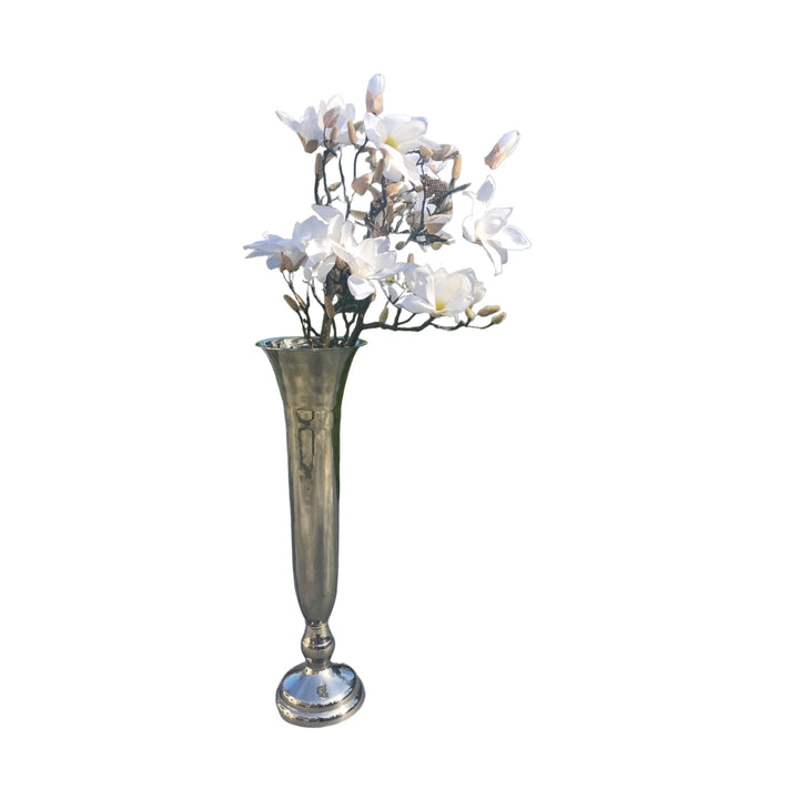 Trumpet Flower Vase 76 cm | Nickelplated