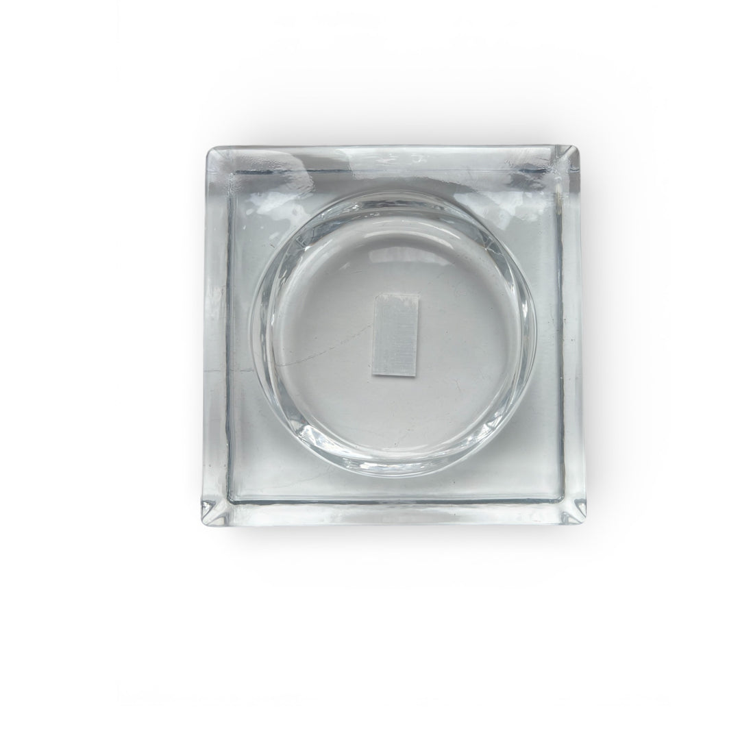 Photophore carré en verre épais- Socle en verre transparent pour bougie