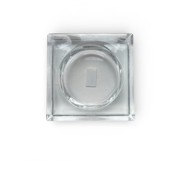 Photophore carré en verre épais- Socle en verre transparent pour bougie