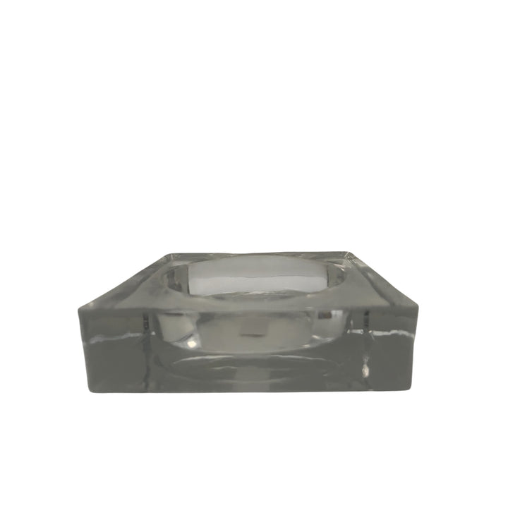 Photophore carré en verre épais- Socle en verre transparent pour bougie